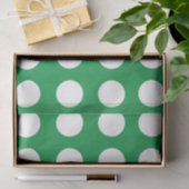 Papier Mousseline Vert Blanc pois classique élégant (Cadeau)