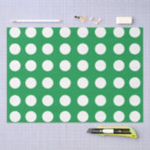 Papier Mousseline Vert Blanc pois classique élégant (Artisanat)