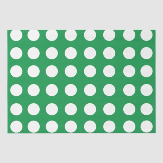 Papier Mousseline Vert Blanc pois classique élégant (Recto)