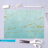 Papier Mousseline Vert Bleu Avec Or (Artisanat)