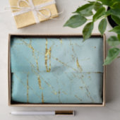 Papier Mousseline Vert Bleu Avec Or (Cadeau)