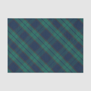 Papier Mousseline Vert bleu classique noir de plaid de tartan de