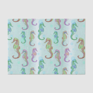 Papier Mousseline Vert bleu d'hippocampe