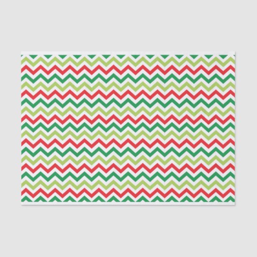 Papier Mousseline Vert clair et rouge Chevron (Recto)