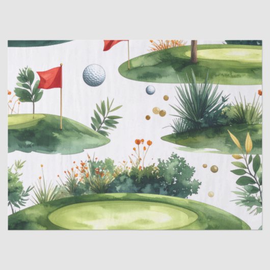 Papier Mousseline Vert de putting de golf avec drapeau rouge (Recto)