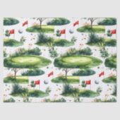 Papier Mousseline Vert de putting de golf avec drapeau rouge (Recto)