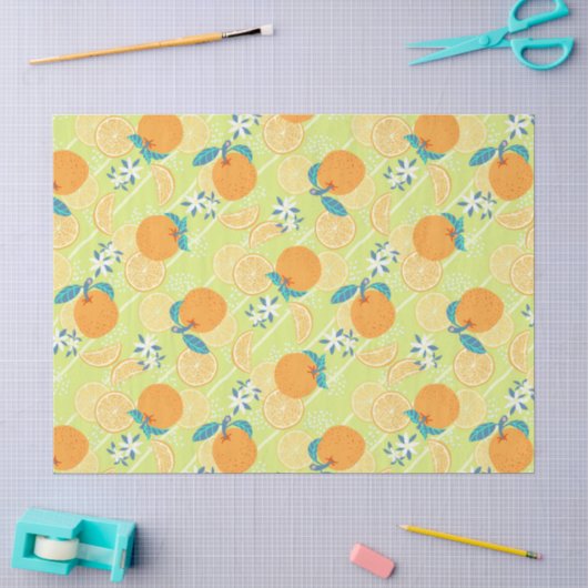 Papier Mousseline Vert d'été orange (Artisanat)