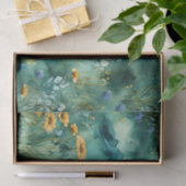 Papier Mousseline Vert doux paysage aquarelle fleurs sauvages (Cadeau)