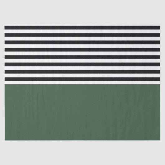 Papier Mousseline Vert émeraude foncé avec bandes noires et blanches (Recto)