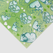 Papier Mousseline Vert et blanc Whimsical Romantique Coeurs motif (Détail)