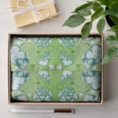 Papier Mousseline Vert et blanc Whimsical Romantique Coeurs motif (Cadeau)