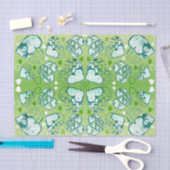 Papier Mousseline Vert et blanc Whimsical Romantique Coeurs motif (Artisanat)