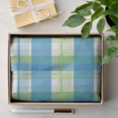 Papier Mousseline Vert et bleu de plaid de Madras (Cadeau)