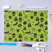 Papier Mousseline Vert et noir de motif de Halloween (Artisanat)