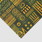 Papier Mousseline Vert et or Elegant Motif ethnique africain (Détail)