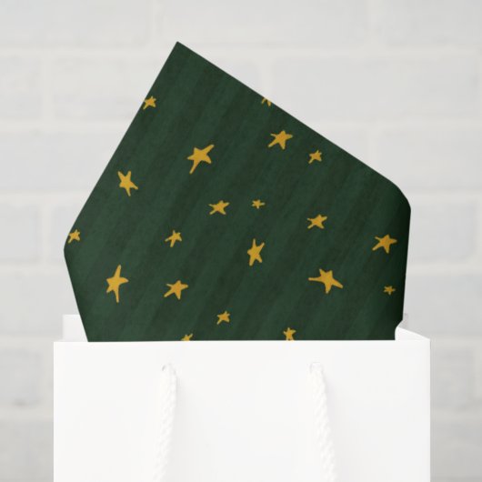 Papier Mousseline Vert étoile rayure fêtes de Noël (Sac cadeau)