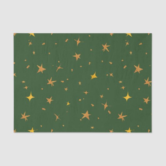 Papier Mousseline Vert foncé Abstrait avec étoiles d'or (Recto)