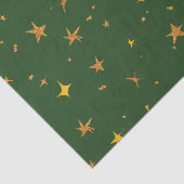 Papier Mousseline Vert foncé Abstrait avec étoiles d'or (Détail)
