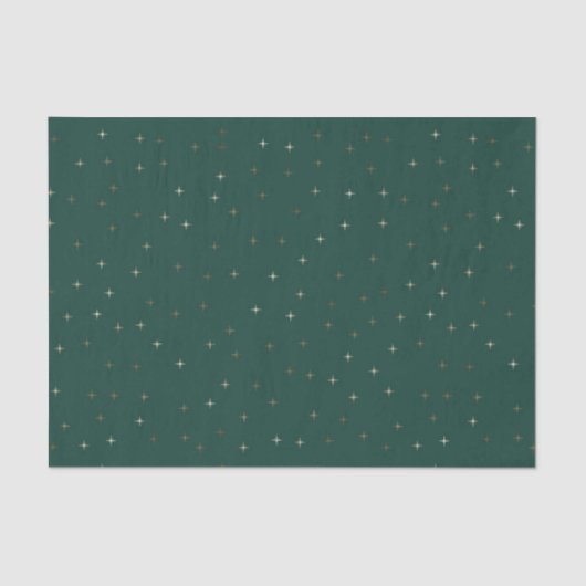 Papier Mousseline Vert foncé avec des étoiles d'or et de blanc (Recto)