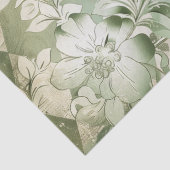 Papier Mousseline Vert Harlequin Floral Script Vintage (Détail)
