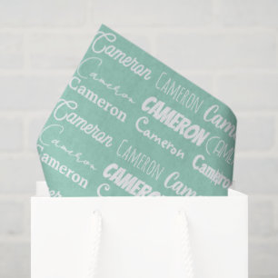 Papier Mousseline Vert Menthe Mousseux Anniversaire Nom Personnalisé
