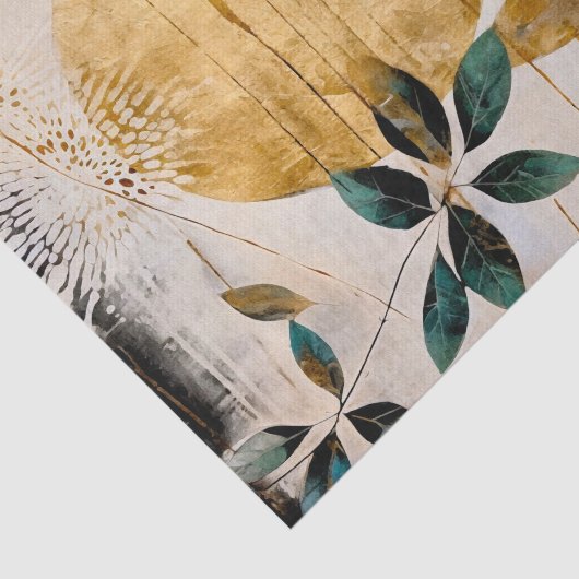 Papier Mousseline Vert moderne et or (Détail)