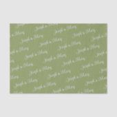 Papier Mousseline Vert mousse botanique et lavande délicate script (Recto)