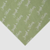 Papier Mousseline Vert mousse botanique et lavande délicate script (Détail)