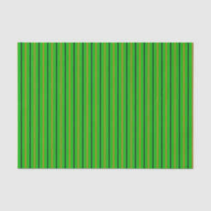 Papier Mousseline Vert néon avec bandes orange et violet