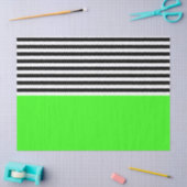 Papier Mousseline Vert néon avec rayures noires et blanches (Artisanat)