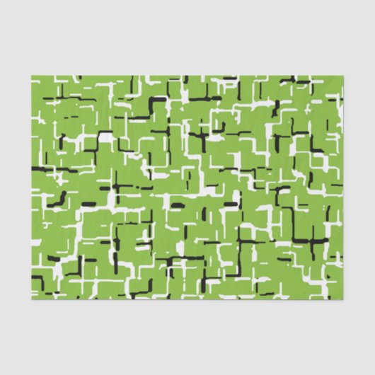 Papier Mousseline Vert noir blanc Motif moderne (Recto)