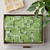 Papier Mousseline Vert noir blanc Motif moderne (Cadeau)