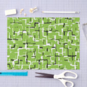 Papier Mousseline Vert noir blanc Motif moderne (Artisanat)