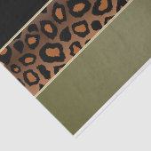 Papier Mousseline Vert olive, noir et empreinte de léopard (Détail)