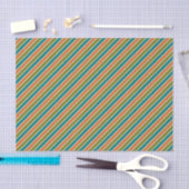 Papier Mousseline Vert olive, Turquoise et orange rayé (Artisanat)