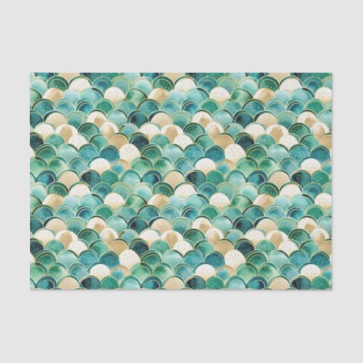 Papier Mousseline Vert Or blanc Abstrait (Recto)