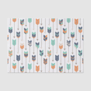 Papier Mousseline Vert orange bleu de flèche tribale