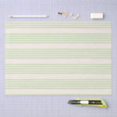 Papier Mousseline Vert pâle et beige cinq rayures motif (Artisanat)