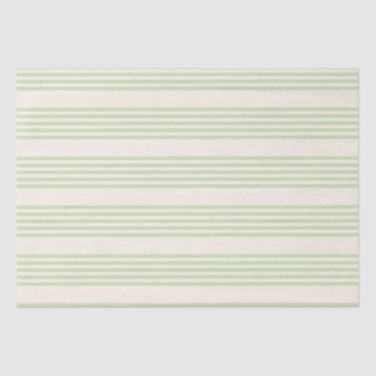 Papier Mousseline Vert pâle et beige cinq rayures motif (Recto)