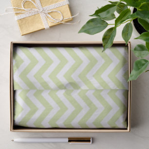 Papier Mousseline Vert pastel et chevron blanc Mariage Anniversaire