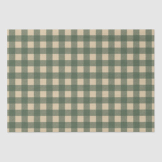 Papier Mousseline Vert Plaid rustique pays