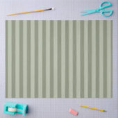 Papier Mousseline Vert sauge clair et foncé rayé (Artisanat)