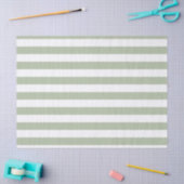 Papier Mousseline Vert sauge clair et rayures blanches (Artisanat)