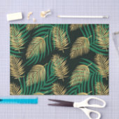 Papier Mousseline Vert sauvage et Feuilles d'or contre Noir (Artisanat)