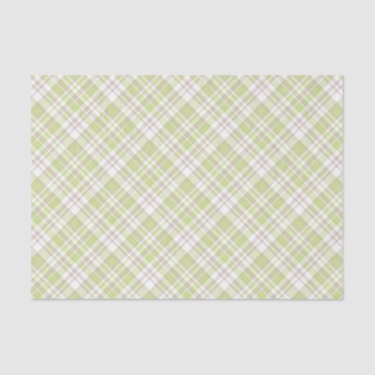 PAPIER MOUSSELINE VERT TAN BLANC MOTIFS PLAID (Recto)