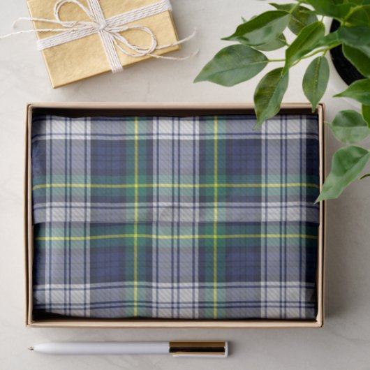 Papier Mousseline Vert Tartan Plaid (Cadeau)