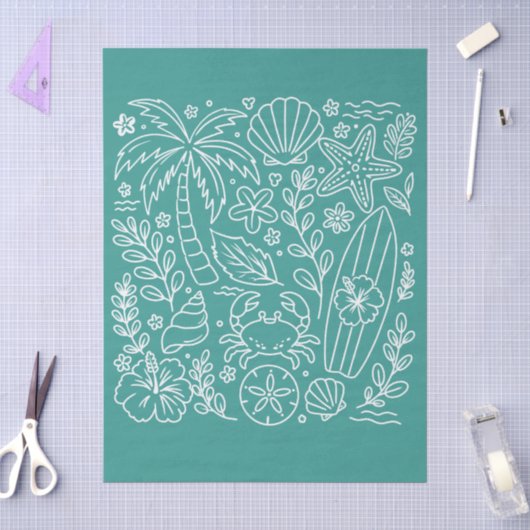 Papier Mousseline Vibes de Plage Tropicale (Artisanat)