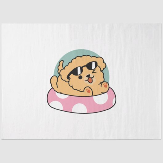 Papier Mousseline Vibes d'été Chien - Chiot flottant avec lunettes d (Recto)