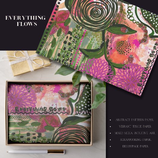 Papier Mousseline Vibrant Abstract Art Tissue Paper for Scrapbooking