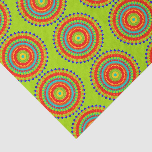 Papier Mousseline Vibrant Boho Concentric Mandala Pattern (Détail)